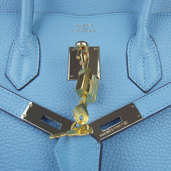 High Quality Fake Hermes Birkin 35CM Togo Leather Bag Blue 6089 - Click Image to Close